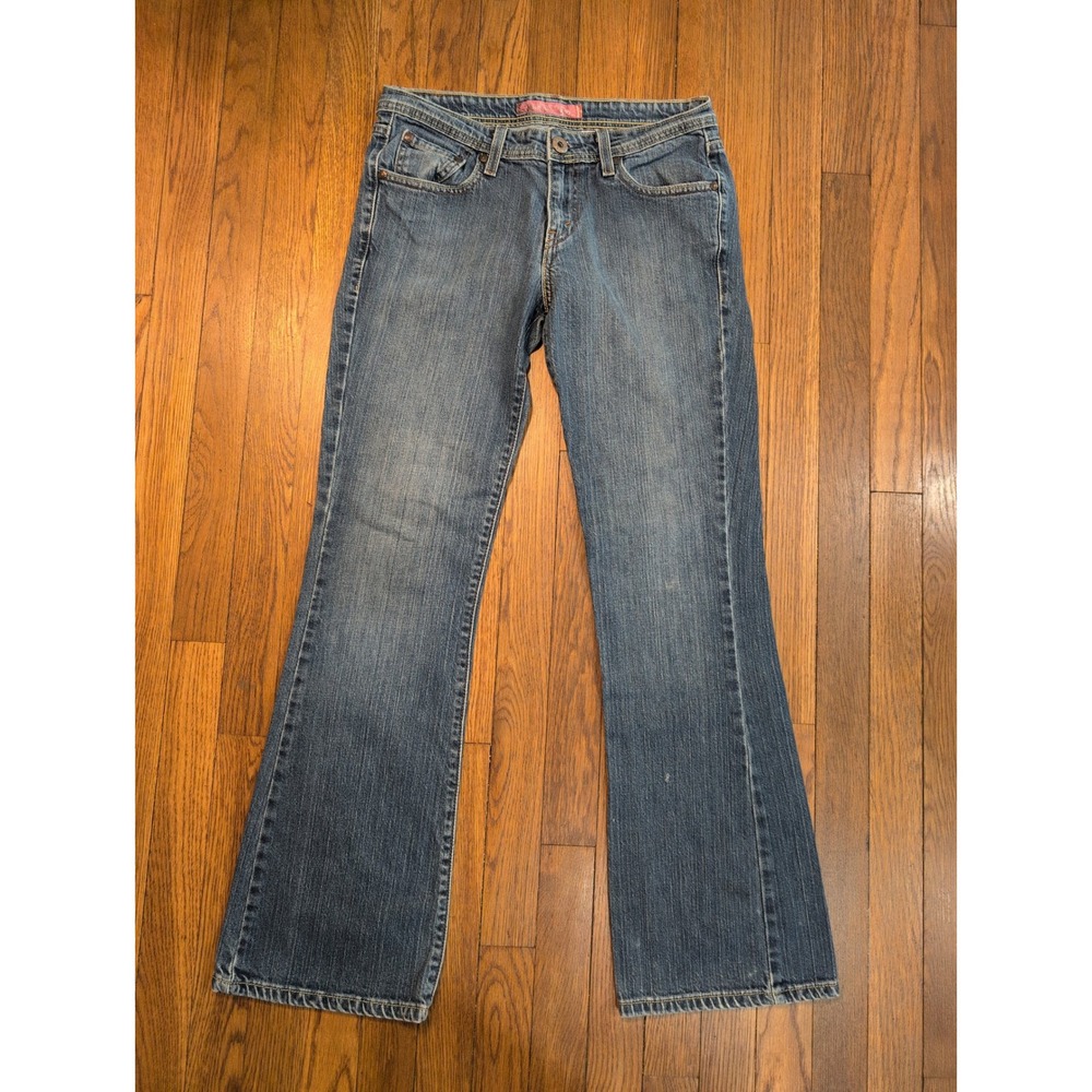 Levis 518 Superlow Bootcut Jeans Medium Wash Stretch Red Tab‎ Size 7 31.5x32